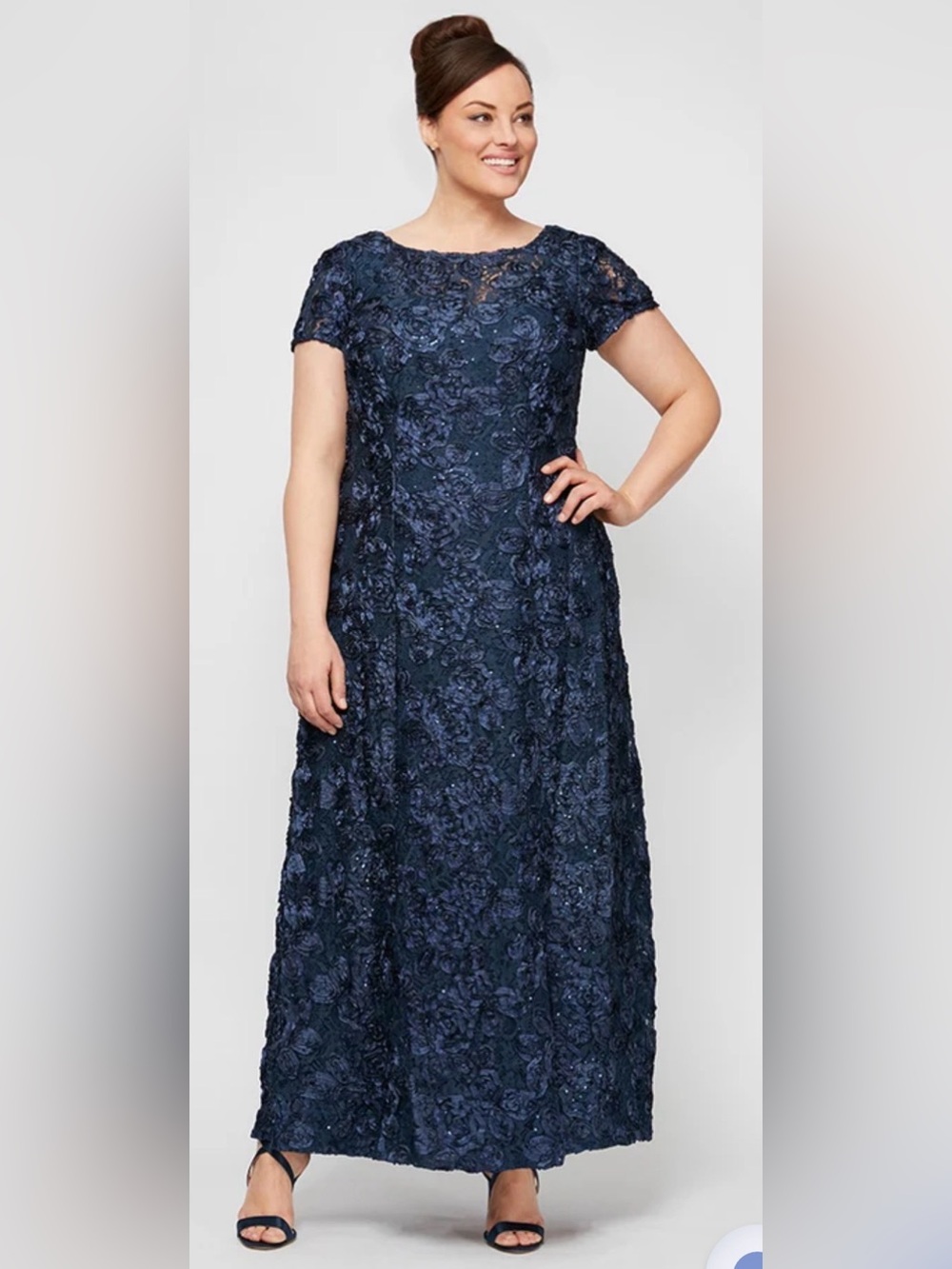 NWT Alex Evenings evelyn rosette lace gown dress Sz 20W MOB